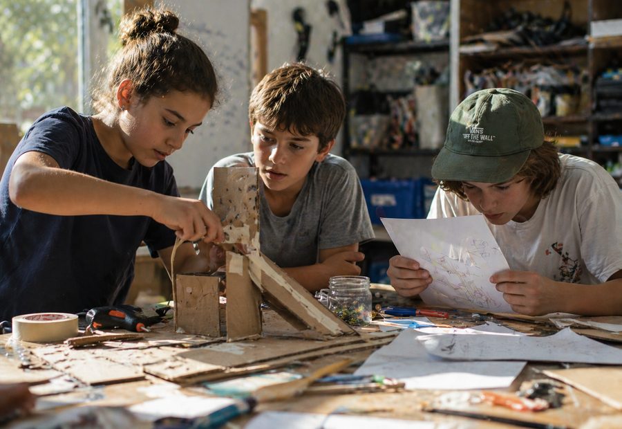 Children making and building in a workshop