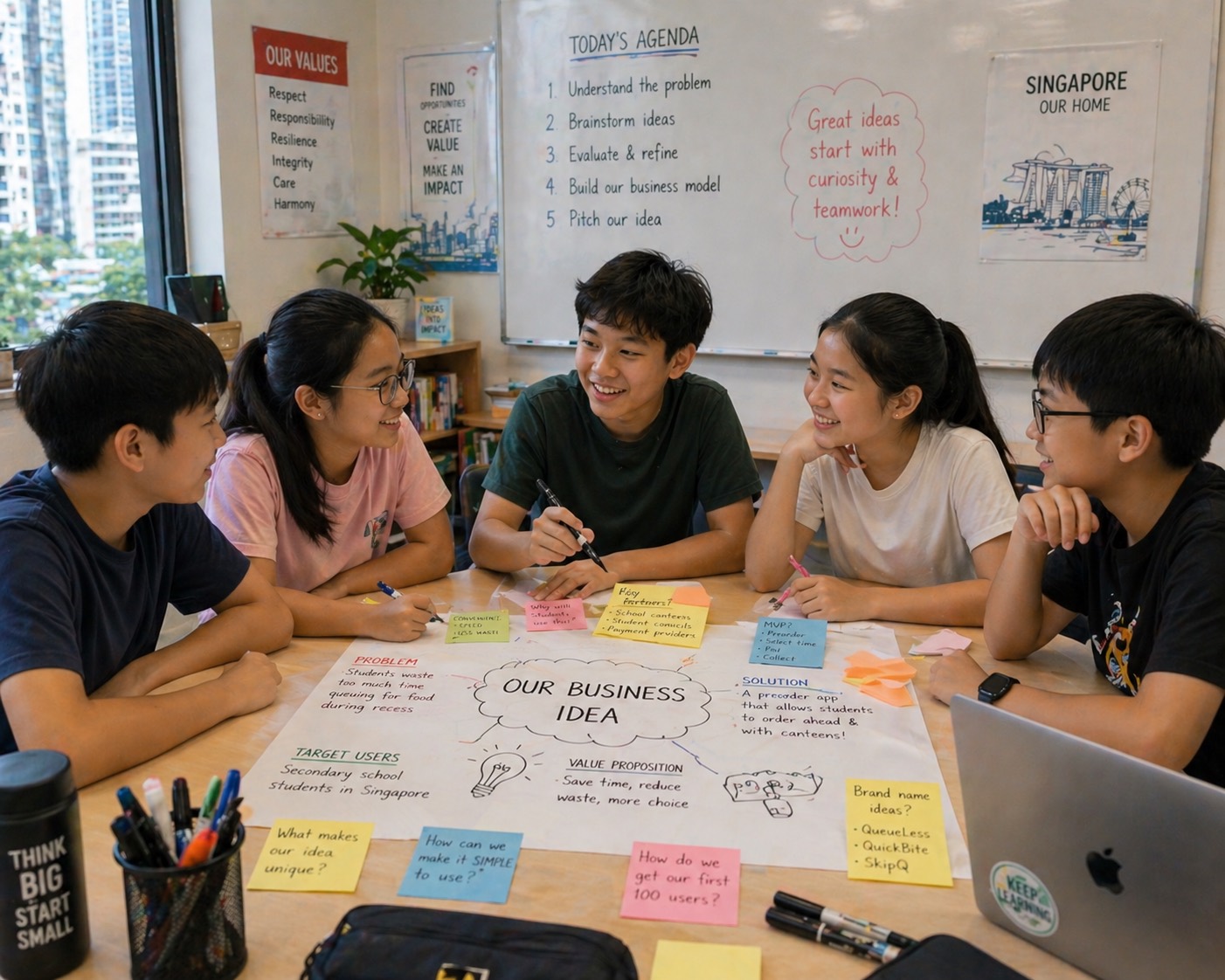 Teenagers brainstorming business ideas